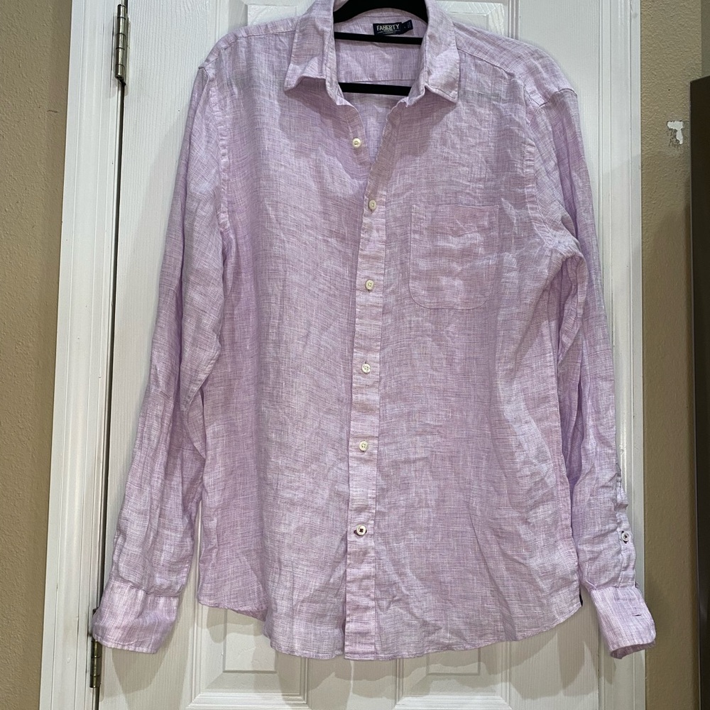 Faherty Laguna Lavender Linen Button Up Shirt